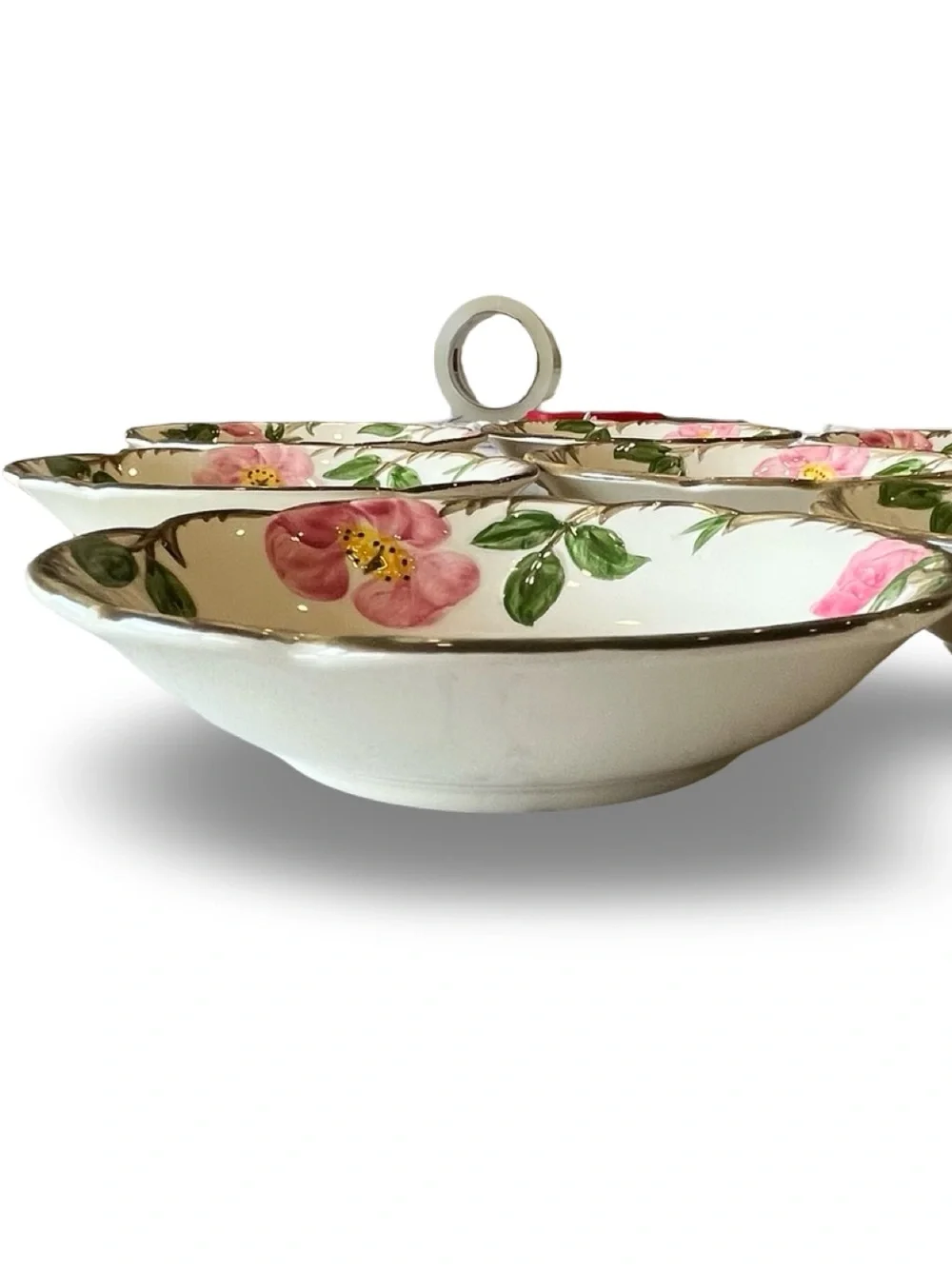 VTG Franciscan Desert Rose Fruit Bowls Set of 8 Hand Painted Ceramic USA